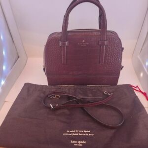 Kate Spade NWOT Riverside a street Exotic Felix Satchel in Dark Cherry